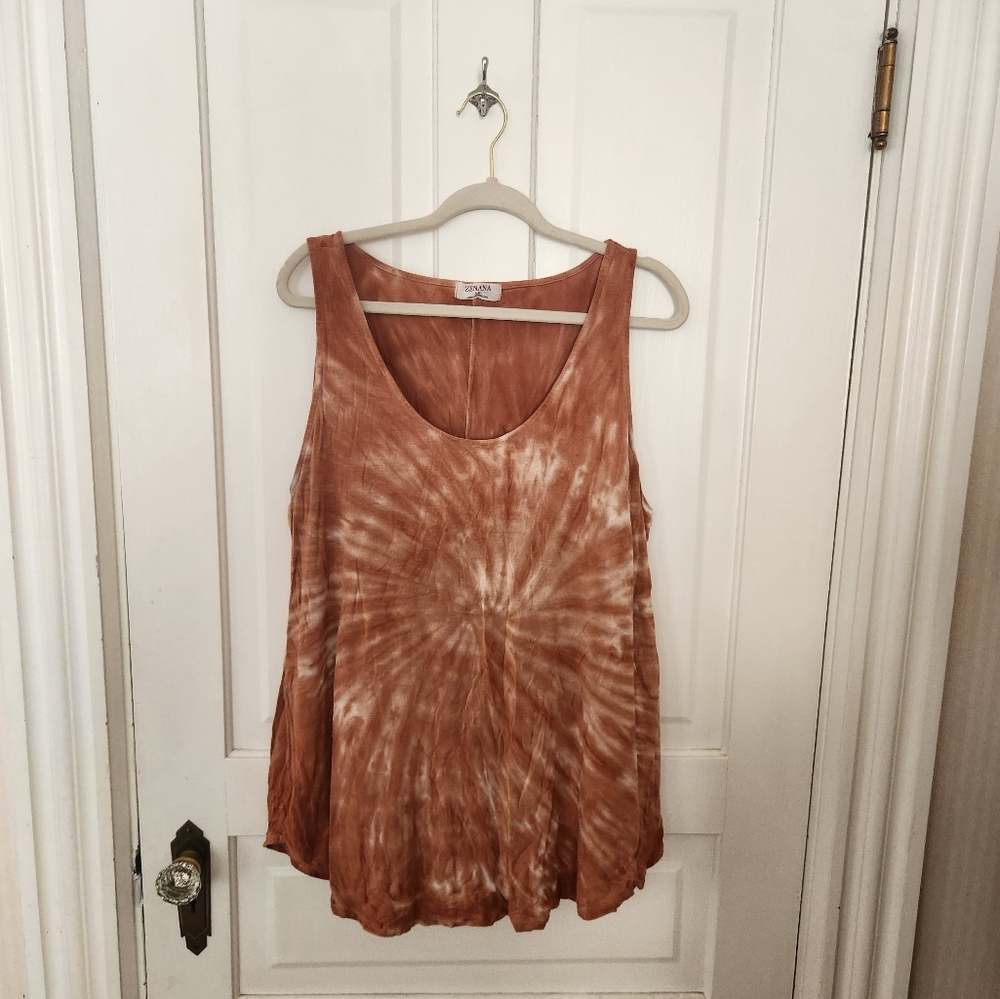 Women's 2X dye tank, orange/brown by Zenana